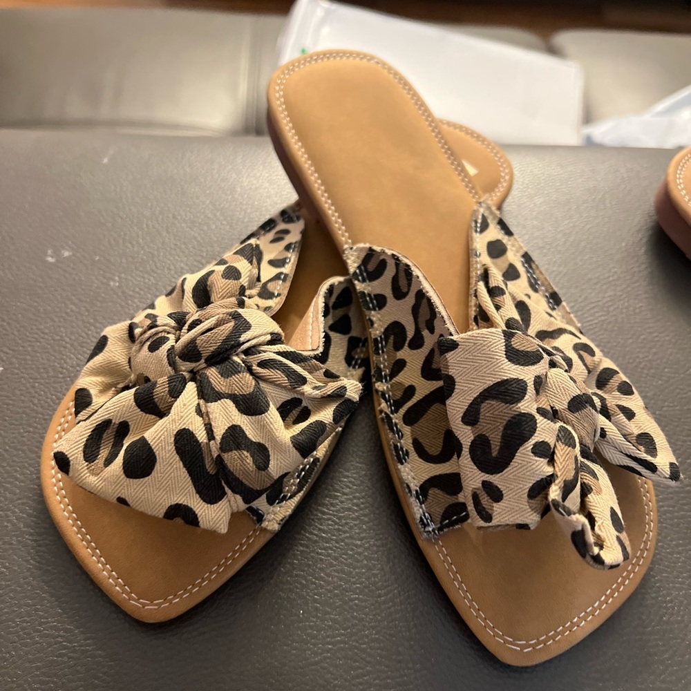Leopard slip on sandal